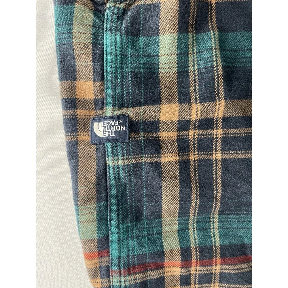 The North Face Men Cotton Blue Plaid Button Down Shirt Size XXL Flannel Heavy